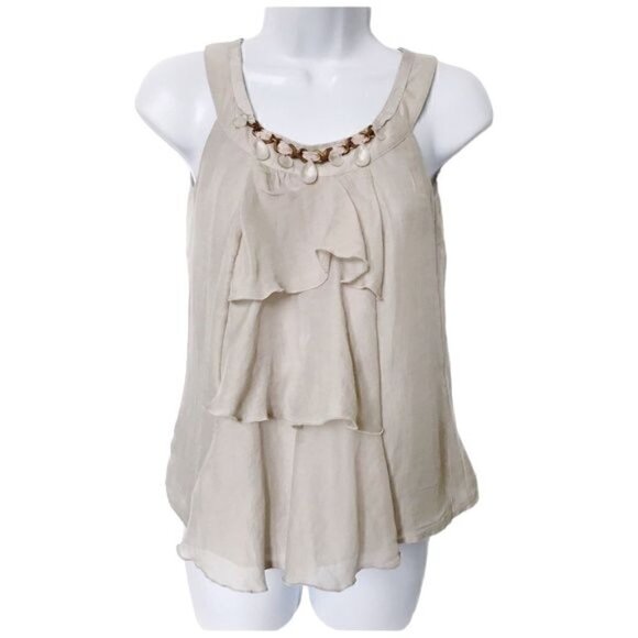 Loft taupe blouse w/ stones, Size XXSP - Picture 1 of 8